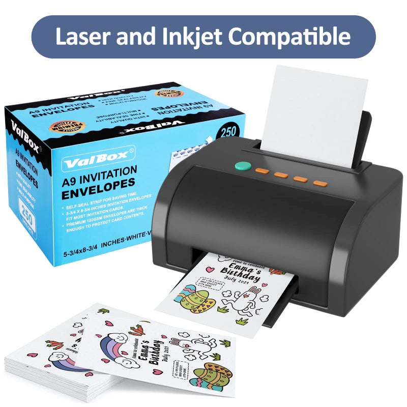 ValBox ظروف دعوة فال بوكس A9 250 عدد 5-3/4 × 8-3/4 بوصة، ظروف بيضاء ذاتية الإغلاق للدعوات، الصور، حفلات الزفاف، بطاقات تهنئة حفلات الأطفال، الإعلانات - 5.75 × 8.75 بوصة - Image 3